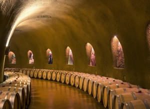 Wine barrels maturing